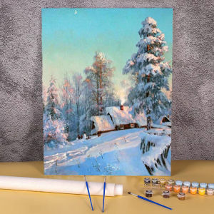 Tranh Sơn Dầu Tự Làm Theo Số Phong Cảnh Rừng Sông Trên Vải Bố 40x50cm Không Khung Trang Trí Nhà Cửa Tranh Nghệ Thuật Treo Tường - Bộ Dụng Cụ Vẽ Tranh Theo Số
