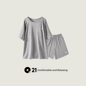Q21 | Breathable Quick Dry Sleepwear Set with Chest Padding Shorts and Short Sleeve