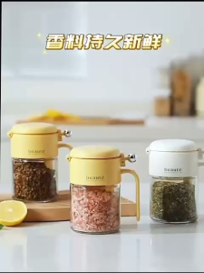 Ideal Concept Store | Botol Rempah Kaca 501ML dengan Sudu | Bekas Perasa Dapur | Penutup Kedap Udara | Bekas Garam