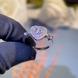 Fine Jewelry White Gold Plated 925 Sterling Silver Proposal Promise Ring 1CT Heart Cut Moissanite Diamond Wedding Rings for Girls