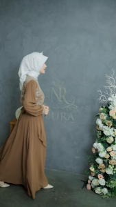 Monica Dress Ceruty Babydoll Premium Mix Brukat Elegan Busui & Wudhu Friendly Full Furing Fit XL