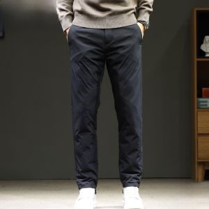 HENGYUANXIANG | Winter Thickened Mens Casual White Duck Down Thermal Outerwear Long Pants Fashionable Urban Style Youthful Energy Straight Leg