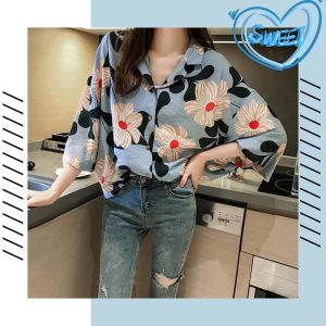 LHSunshine เข้าใหม่ เสื้อผ้าแฟชั่นคุณผู้หญิง งานเชิ้ตคอปกสไตล์ฮาวาย ลายดอกไม้ใหญ่ๆใส่แล้วน่ารักมาก เอฟรอสงกรานต์ได้เลย ราคาถูกมาก
