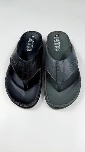 [HCM]DÉP KẸP NAM DA BÒ NTB.K7X ( ĐEN XÁM)