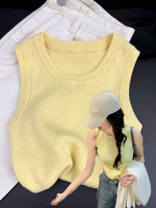 Áo Ba Lỗ Không Tay Cổ Tròn Ôm Vừa Vặn Mùa Hè Phong Cách Hàn Quốc Áo Ba Lỗ Ngắn Cho Nữ Áo Lót Bên Trong Áo Ba Lỗ