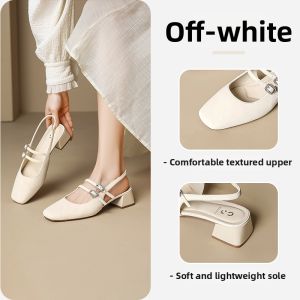 Josiny | Closed Toe Chunky Heel Mary Jane Shoes Leather