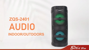 Sing-e Speaker Bluetooth Karaoke 4x2 Inch 2 Mic RGB LED Super Bass Protable Salon Aktif BT Hi-Fi ZQS2401 (USB FM TF tersedia)