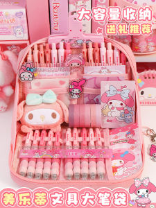 Large Capacity Pencil Case Girls Style Stationery Box New 2024 High Aesthetic Transparent Pencil Bag for Primary And Middle School Students with Hello Kitty Stickers