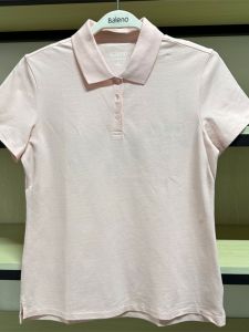 Baleno ผู้หญิง ผ้าฝ้าย เสื้อโปโลแขนสั้น ลำลอง Turn-down ปกเสื้อ สลิมฟิต ฤดูร้อน เสื้อยืดสุภาพสตรี Bannerway มาใหม่