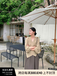 Lin Laugh Plus Size Fat Sister Loose-Fit Waist-Tight Slim Looking Autumn Tops Stylish Asymmetrical Split T-shirt Women