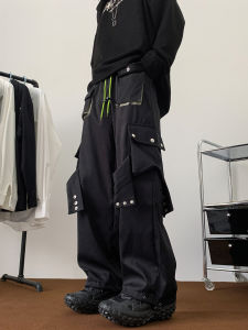 American High Street Function Wide-Leg Overalls Mens Spring and Autumn Loose Straight-leg Trendy Niche Style Multi-Pocket Casual Pants