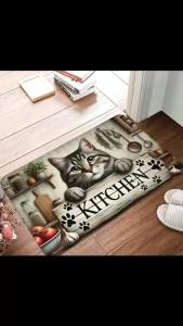 VIKAMA Halloween Ghost Doormat Color Gradient Ghost Witch Hat Star Print Non Slip Front Entrance Indoor Holiday Decor Floor Rug