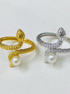 DIY จี้มุก เครื่องประดับเงินแท้ S925 รูปมังกรทองและเงิน พร้อมจี้รูปกลมแบนขนาด 5-7 มม. อุปกรณ์ทำเครื่องประดับ DIY