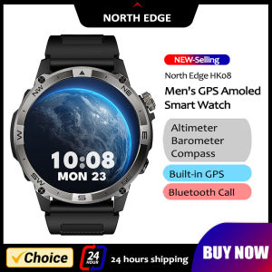 NORTH EDGE GPS Sports Smart Watch 1.43 Amoled Display AOD Mens Watch Bluetooth Call Altitude Barometer Compass IP68 Waterproof