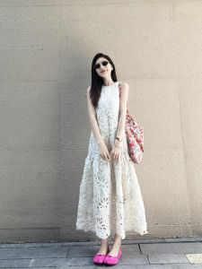 QFN | Heavy Lace Hollow Elegant French-style Dress