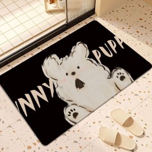 VIKAMA Cartoon Animal Print Bath Mat Non‑Slip Absorbent Quick Dry Floor Rug Bathroom Home Entrance Decor