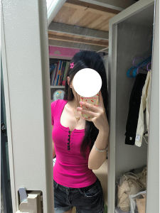 Sweet Girl Pure Desire Half Open Collar Short Sleeve T-Shirt Women Summer Slimming Short Design Sense Top Korean Style Cotton