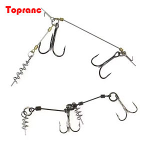 Topranc S M L Fishing Soft Lure Steel Wire Rig Double Triple Hooks Set With Screw Pin Soft Lure Stinger Rigs Fishing Tackle