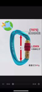 25KN D-shape Professional Carabiner Automatic Locking Mechanism Carabiner Climbing Rappelling Gear Quick Equipment EDC Tools