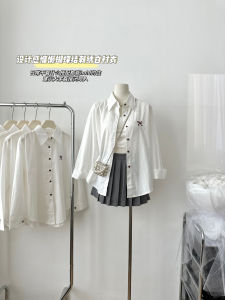 Summer New Style Korean Butterfly Knot Pure Color Long Sleeve Casual Womens Shirt Premium Feeling Shape Cotton Material