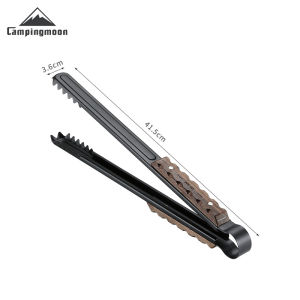 Campingmoon | CAMPINGMOON BKMS-4 Multi Functional Barbecue Accessories Carbon Clip Thickened Stainless Steel Insulation Solid Wood Handle Clip