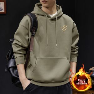JIANMUJI | Loose Fitting Versatile Warm Fleece-lined Crewneck Heavyweight Sweatshirt