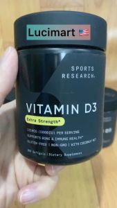 Viên uống bổ sung Vitamin D3 125mcg (5000 IU) with MCT Oil Sports Research hũ 360 viên [Hàng Mỹ]