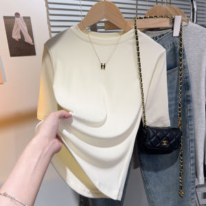 Áo Thun Nữ Tay Ngắn Màu Đen Cổ Tròn Dáng Ôm Vừa Vặn Mặc Trong Mùa Thu Đông Đa Năng Cổ Điển Thường Ngày