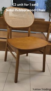 (2 units) MODA Megan Dining Chairs Solid Rubberwood Rattan Design Wabi Sabi Style