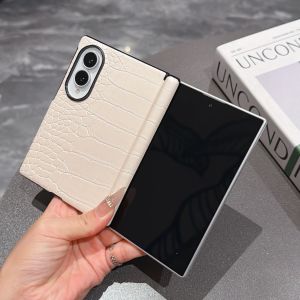 Ốp Điện Thoại Da Vân Cá Sấu Cao Cấp Dành Cho Samsung Galaxy Z Fold 8/7/6/5 - Vỏ Bảo Vệ Bản Lề Với Lớp TPU Bên Trong