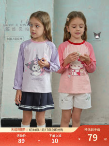Kuromi Collaborative Long Sleeve T-Shirt for Girls Spring 2025 New Arrival Childrens Clothing Dave & Bella Brand Kids Fashion