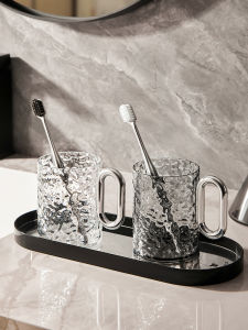 Transparent Toothbrush Cup Dual Side Brushing Cup Dental Care Wash Cup Home Use Couple Toiletries Cup Luxury Sensation