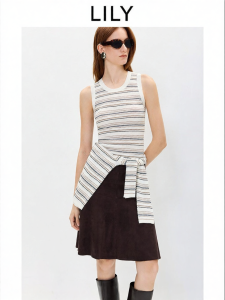 Lily | Color Block Stripe Sleeveless Turtleneck Knit Vest