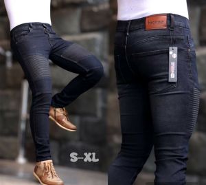 Celana Jeans Bikers Rider Pria Panjang Stretch Melar Denim Tebal Slimfit Skinny Size S-XL