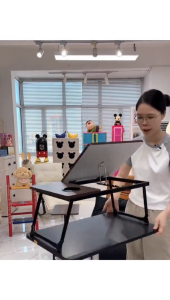 Liviro Meja Laptop Lipat Portable Adjustable Foldable Desk Zoomer Bahan Kayu Kaki Besi Berkualitas