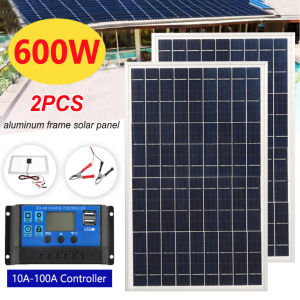 300W 600W Solar Panel 18V Photovoltaic with 60A Controller Solar Plate Power Bank for Home/Camping/RV/Car Fast Battery Charger