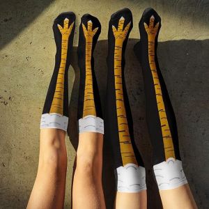 2025 Creative Funny 3D Printing Chicken Feet Socks Cotton Cute Chicken Feet Socks Calf Socks Halloween Gift Chicken Paw Stocking