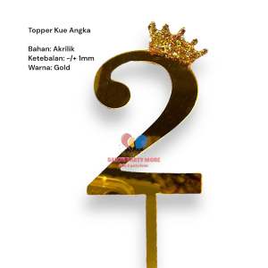 (ANGKA CROWN) Akrilik Cake Topper Happy Birthday Gold Emas / Topper Cake Umur Angka / Hiasan Dekorasi Kue Ultah Cake Toper Murah Meriah / Termurah