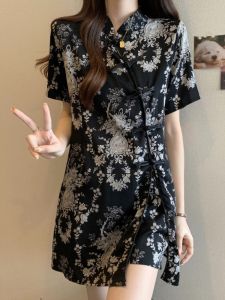 Slimming Fashion New Chinese Style Qipao Top And Short Pants Two-Piece Set for plus Size Women Summer Collection