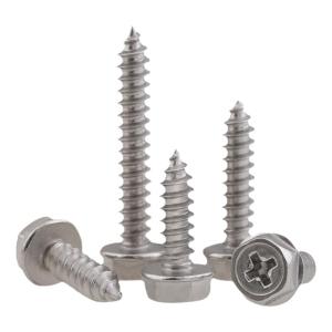 POWER&STRONG | Stainless Steel Cross Recessed Flange Head Hexagon Drive Wood Screw M4