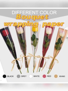 50pcs Flower  Packaging Bags - Waterproof Single Rose Wrappers for Bouquet Gift Packaging
