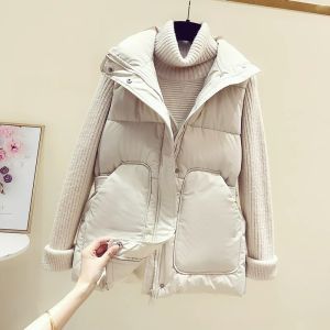 Womens down Cotton Vest 2025 Autumn Winter New Style plus Size Waist Cinched Outerwear Versatile Jacket Sleeveless Top