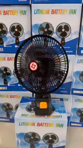 Quạt Pin Tích Điện 10 Cell Tút Năng Quay 180 Độ Cứng Cáp Động Cơ Mạnh Tiện Lợi 2 Mức Gió Kích Thước 8 Inch