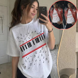 Sanrio | Michael-J Beat It Piano Keys T Shirt King of Pop Music Tee 2026 Fashion MJ Fan Clothes Summer Short Sleeve T-shirt Clothes