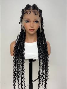 34Inch Synthetic Lace Braiding Wigs Lace Front Twisted Braided Wig for Black Women Full Lace Cornrow Braids Wigs with Baby Hair