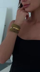 Ingemark | Ingemark Vintage Multi Layer Charm Wide Bracelet for Women Punk Style CCB Acrylic Bead Chain Bangle Hip Hop Jewelry Accessories