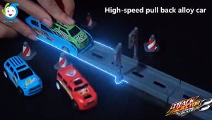 Toy Car Hot Wheels Race Track Set Builder Train DIY Metal Racing Alloy Track Ejection Track