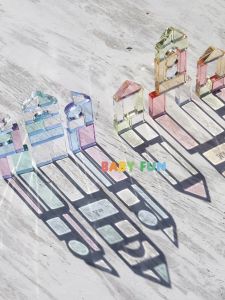 Transparent Rainbow Acrylic Geometric Shape Building Blocks Toy