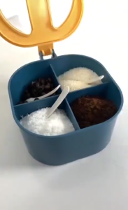 Joy Feel Kotak Bumbu Dapur 4 in 1 / Tempat Bumbu 4 Sekat / Wadah Bumbu Estetik Praktis + Sendok