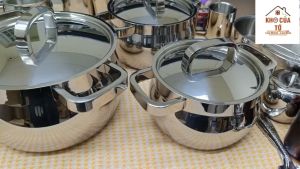 Nồi canh nồi kho nồi hầm nồi inox: Nồi quai vuông Chockmen size 20 cm inox 18/10 cao cấp an toàn cho sức khoẻ ckm141